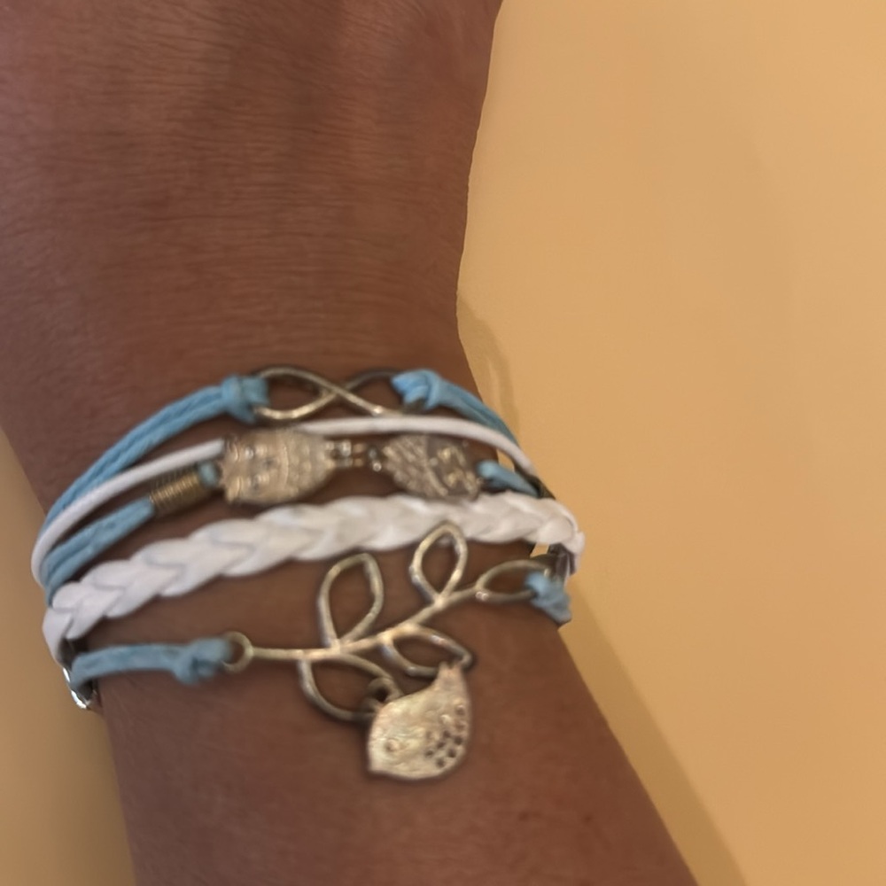 Ashley Bridget New with box Infinity Gold Blue White Charm Bracelet